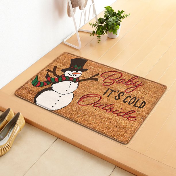 Fiudx Felpudo Navideño, Decoración Navideña para Exteriores, Base Antideslizante, Fácil de Limpiar, Poliéster Duradero, Regalo Perfecto para Invitados, Tamaño 40 X 60 Cm.