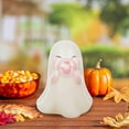 thumbnail image 3 of Shoreew Halloween Ghost Figurine Pink Bubble Gum Ghost Statue Resin Tabletop Ornament for Home Office Shelf Tiered Tray Decor, 3 of 7