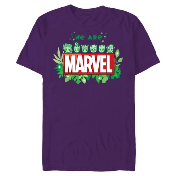 Marvel 85th Anniversary We Are Groot We Are Marvel Logo - Short Sleeve Blended T-Shirt for Adults - Customized-Purple