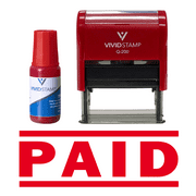 Paid Self Inking Rubber Stamp Combo With Refill (Red Ink) - Medium