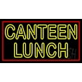 thumbnail image 1 of Double Stroke Canteen Lunch LED Neon Sign 13 x 24 - inches, Clear Edge Cut Acrylic Backing, with Dimmer - Bright and Premium built indoor LED Neon Sign for restaurant window and interior decor., 1 of 7