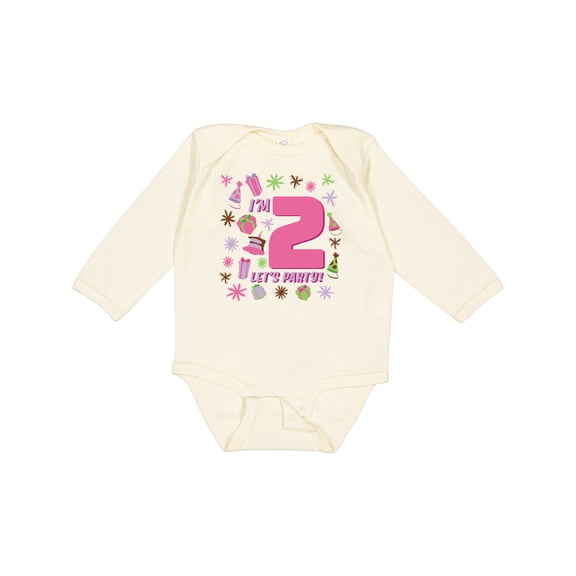 Inktastic I'm Two, Let's Party- 2nd Birthday Girls Long Sleeve Baby Bodysuit