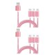thumbnail image 3 of Tholdsy Cable de carga USB 3 en 1 tejido de nailon tipo C Cable de datos Cable de carga para 1,2 M Cable Micro USB rosa dorada 2piezas, 3 of 6