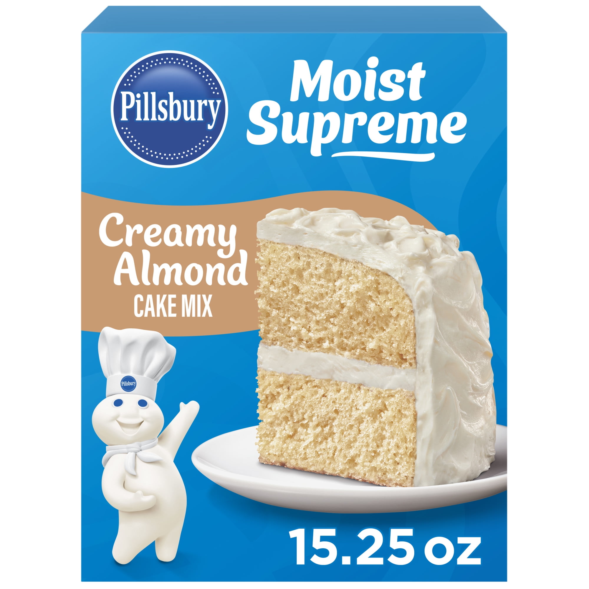 (2 pack) Pillsbury Moist Supreme Creamy Almond Cake Mix, 15.25 oz Box