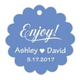 thumbnail image 1 of 100 PCS Enjoy! Customized Scallop Edges Hang Tags Personalized Wedding Favor Gift Paper Tags, 1 of 1