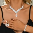 thumbnail image 6 of AEXTO Rhinestone Choker Jewelry Set Silver V-Shaped Crystal Collar Necklace Earrings Sets for Women, 6 of 8