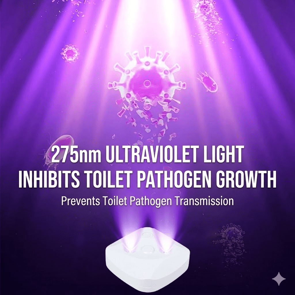 Portable UV Toilet Cleaning Purifier, Automatic UV-C Sterilization, Stick-On Portable Charging Base, No Hardwiring for Home Travel Boat