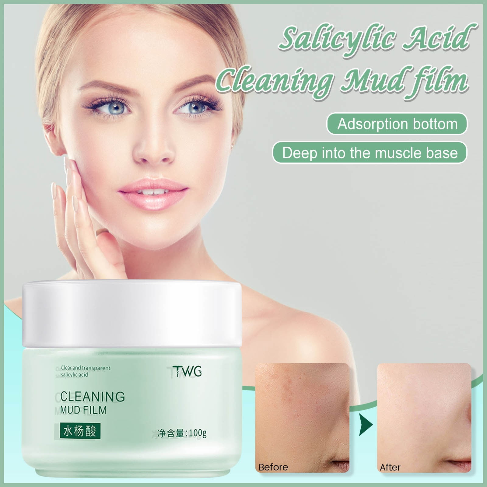 Rdeuod Face Masks Skincare,Facial Mask Skin Care,Salicylicacid Clear And Clean Mud Film 100g