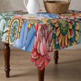 thumbnail image 4 of Boho Floral Table Cloth Waterproof Tablecloths, Spring Vintage Abstract Art Flowers Tablecloth Dining Table Cover for Kitchen Party Tabletop Outdoor, Square Tablecloth 60x60 Inch, 4 of 9