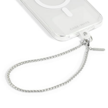 Case-Mate Cell Phone Charm Strap with Silver Chain - Detachable Phone Lanyard, Hands-Free Secure Wrist Grip