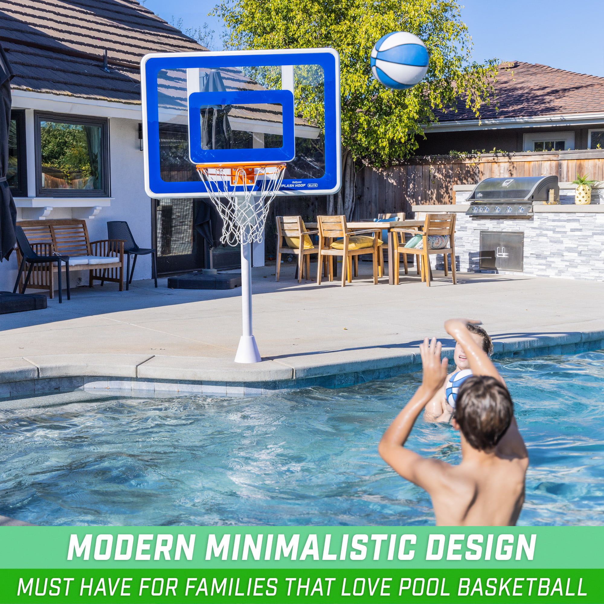 GoSports Deck-Mounted Splash Hoop ELITE Adjustable Height Inground Pool Basketball Game with Regulation Rim - 2