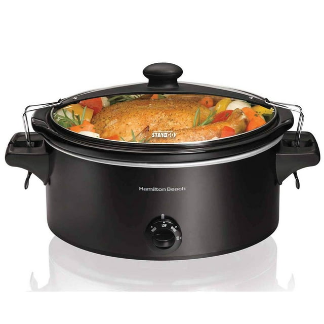 Hamilton Beach 33261 Stay or Go 6 Quart Oval Slow Cooker with Handles, Black