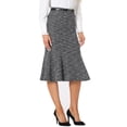 thumbnail image 4 of Falda Midi de Tweed INSPIRE CHIC para Mujer con Cinturón de Cuadros y Cola de Pez Negra, 4 of 6