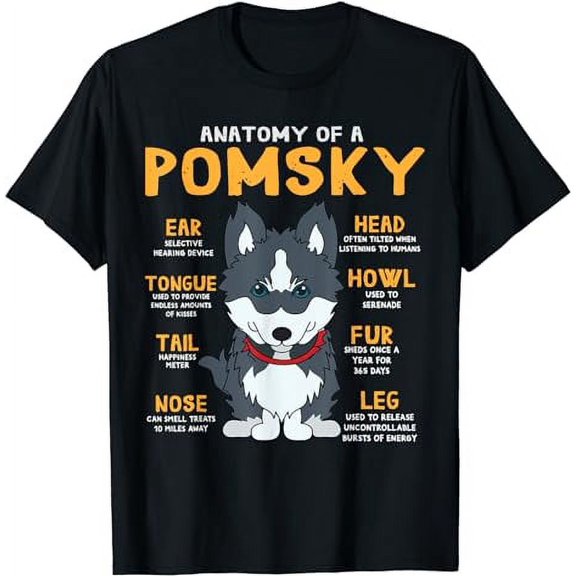 Pomsky Anatomy Funny Dog Mom Dad Gift T-Shirt