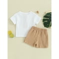 thumbnail image 5 of Musuos Toddler Boy Shorts Set 6 12 18 24M 3T Short Sleeve Round Neck Pocket Button T-Shirt with Shorts 2Pcs Summer Outfit, 5 of 10