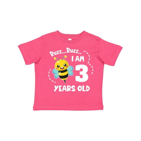 

Inktastic Buzz Buzz I Am 3 Years Old Cute Bee Gift Toddler Boy or Toddler Girl T-Shirt