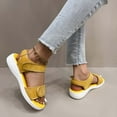thumbnail image 6 of Sandal for Women Flat Heel Open Toe Casual Versatile Summer Trendy Round Toe Solid Color Women Footwear Comfortable Ankle Strap Walking Beach Shoes Yellow 6, 6 of 8