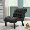 thumbnail image 6 of Andeworld Accent Chairs Set of 2 Living Room Bedroom Upholstered Tufted Curved Backrest Fabric Lounge Chair with Wood Legs（PU Black）, 6 of 6