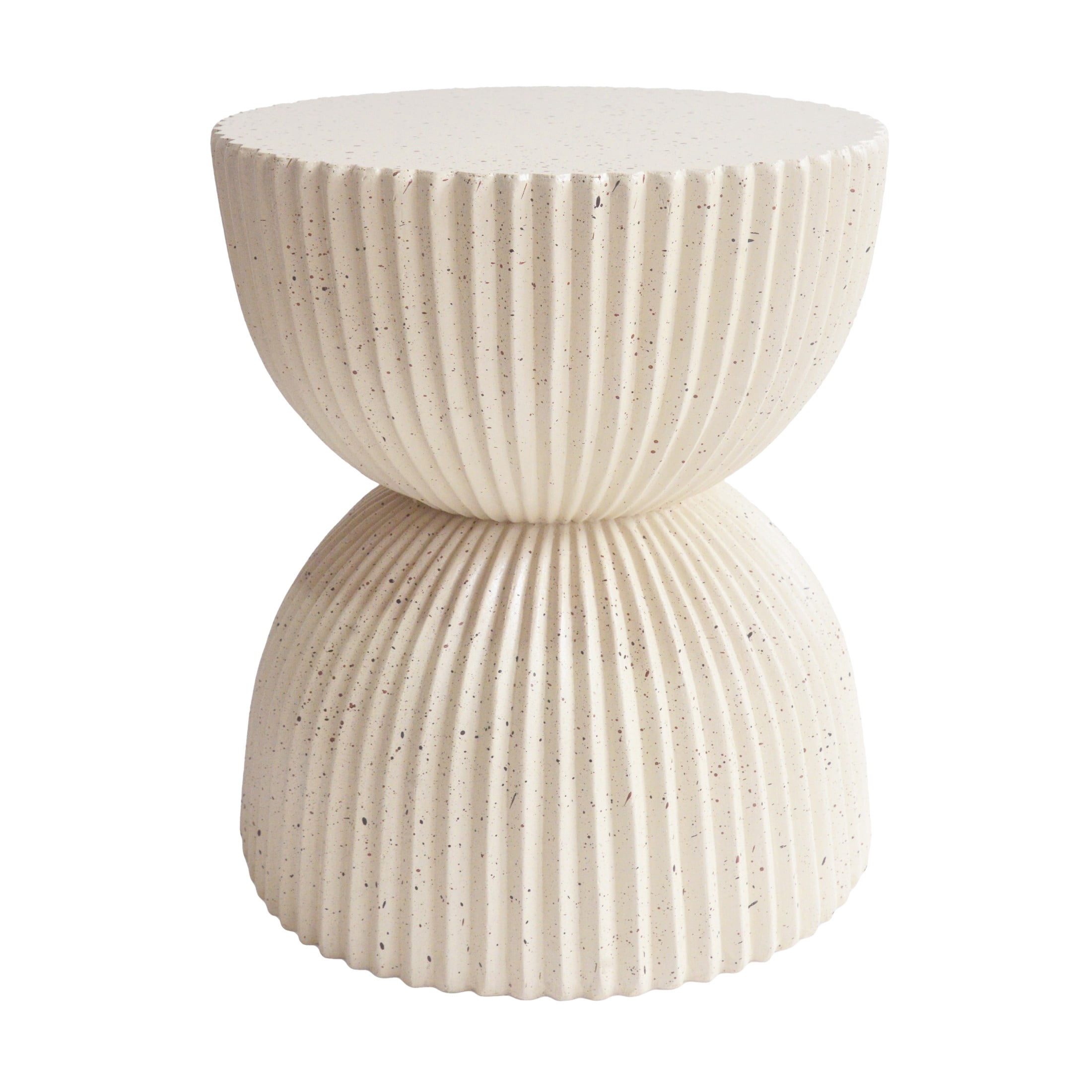 Christopher Knight Home 15.35" Modern Ribbed Hourglass MGO Side Table, Outdoor Indoor Use, Beige