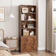 thumbnail image 4 of Qinaqin 71.4-inch wooden si x -layer bookshelf industrial style display storage rack farmhouse bookcase con doors, 4 of 7