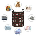 thumbnail image 4 of Balery Plaid Snowflakes Festive Cesta de ropa redonda con asas, impermeable, independiente, para ropa, juguetes, dormitorio y familia-Small, 4 of 6