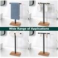 thumbnail image 6 of Hand Towel Holder, T-Shape Hand Towel Stand for Bathroom, Hand Towel Rack Bar Standing for Vanity Kitchen Countertop, Metal (14IN-Wooden Base, Black), 6 of 9