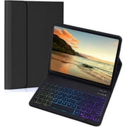 Rainbow Backlit Wireless Keyboard Folio Case with Apple Pencil Slot, Slim Magnetic Detachable Cover for iPad Air 13 M2/M3/M4 & iPad Pro 12.9-inch 3rd–6th Gen, Black