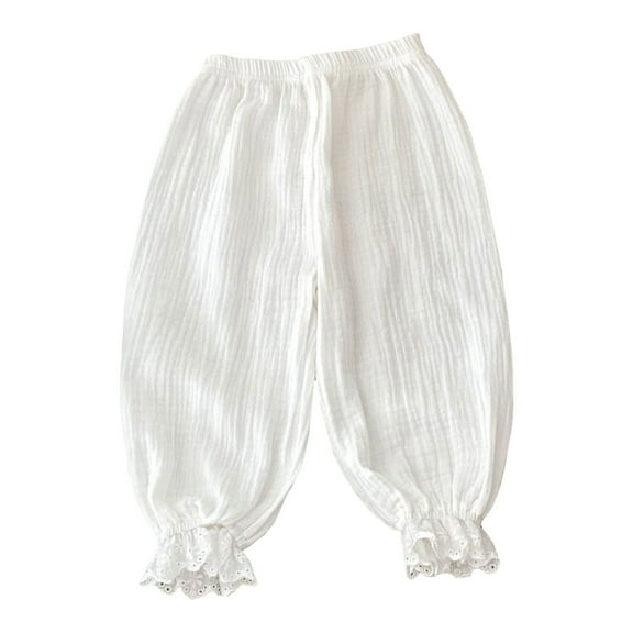 Gubotare Bloomers for Baby Girls Long Bloomers Soft Cotton Harem Pants for Boys Girls (White,Size 18-24 Months)