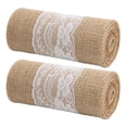 thumbnail image 2 of ANGGREK Burlap Lace Ribbon,2Pcs Burlap Lace Ribbon 2.4m Length Soft Durable Random Cutting Simple Elegant DIY Table Decoration,Vintage Burlap Ribbon, 2 of 8