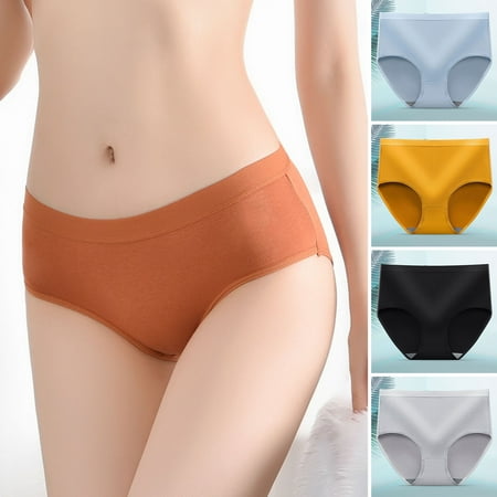 

Jiaroswwei Women Underpants Mid Waist Elastic Solid Color Soft Breathable Anti-septic Moisture Wicking Slim Fit Women Panties Inner Wear Clothes