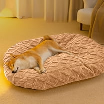 Nebwoak Winter Warm Corduroy Dog Bed for Medium & Large Dogs - Non-Slip, Removable Washable Cover, Khaki