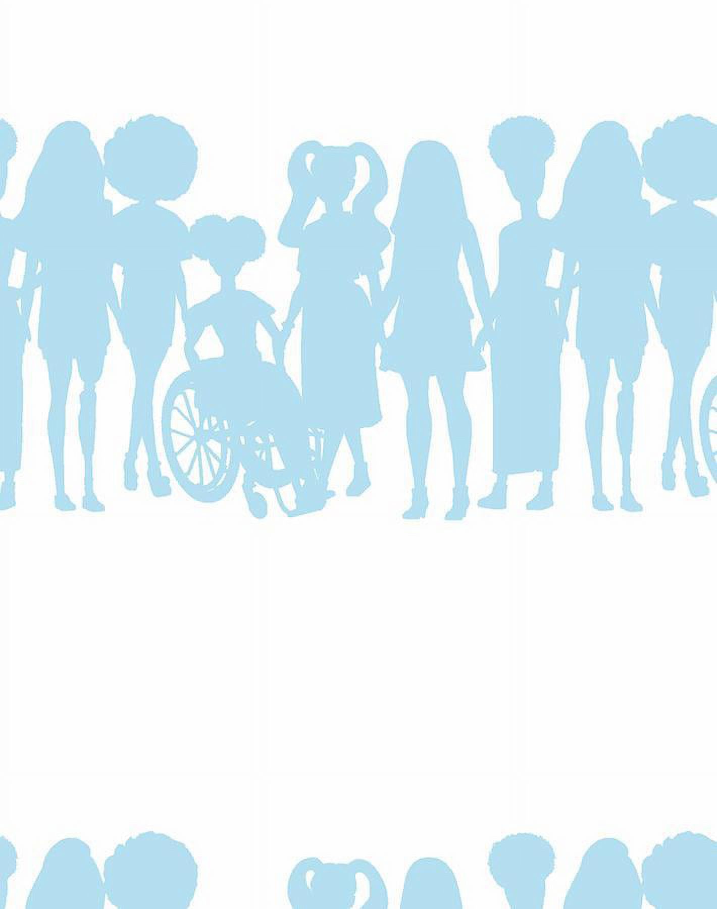 Fashionista Silhouettes Stripe Removable Vinyl Wallpaper by Barbie - Baby Blue