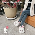 thumbnail image 5 of Classic White Bunny Slippers for Women Funny Animal Novelty Slippers for Adults Cute Plush Rabbit Bedroom Slippers（Size：5-6）, 5 of 6