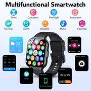 Smart Watch Fits for Android and iPhone 1.96 Smartwatch for Men Women 110+ Sports Modes Fitness Tracker with Answer Make Calls/Message Reminder, IP68 Waterproof for Gift (Black)