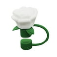 thumbnail image 1 of Riforla Housse de Paille pour Tasse de la Saint-Valentin Housse de Paille Fleur de Rose Housse de Paille en Silicone 10 mm Housse de Paille Réutilisable Tête de Paille Fleur de Rose Adaptée à la Paille de la Saint-Valentin pour Femmes Blanc, 1 of 3