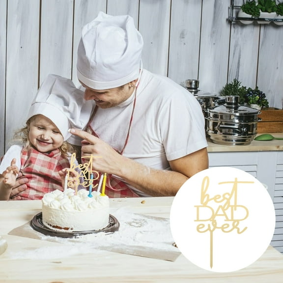 FRCOLOR  5 Pcs Decorative Supplies Father's Day Dessert Cards Golden