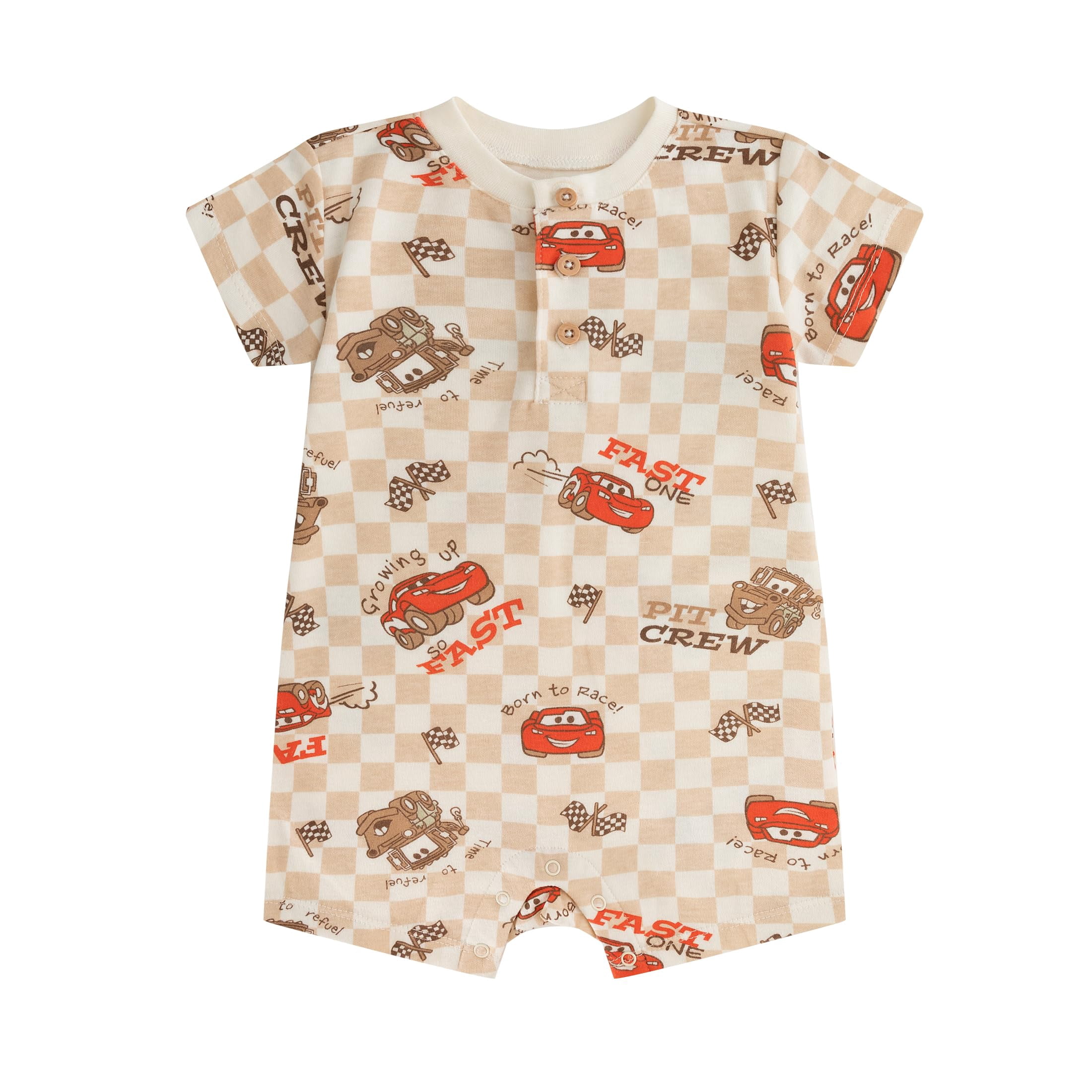 Disney Cars Lightning McQueen Tow Mater Short Sleeve Romper (Baby Boys), 2 Pack, Sizes 3M-18M