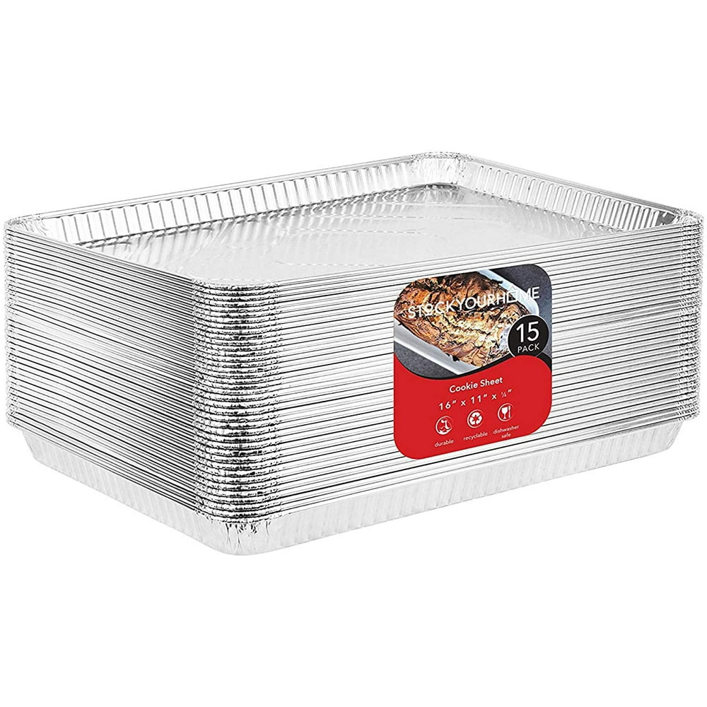 Aluminum Pans Cookie Sheet Baking Pans (15 Pack) Disposable Aluminum