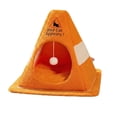 thumbnail image 2 of Cat Houses for indoor Cats, Covered Cat Bed, 18 in Base, Orange Sherpa, Cold Weather Warmth, Hanging Play Pom, Traffic Cone design, 1 Pc, 2 of 6