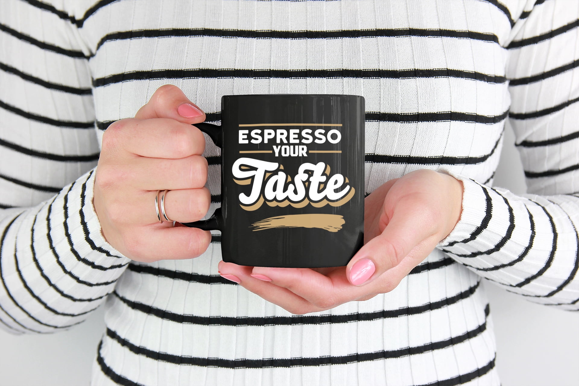 Espresso Your Taste, Pun Joke Cup, Black 11oz Ceramic Mug