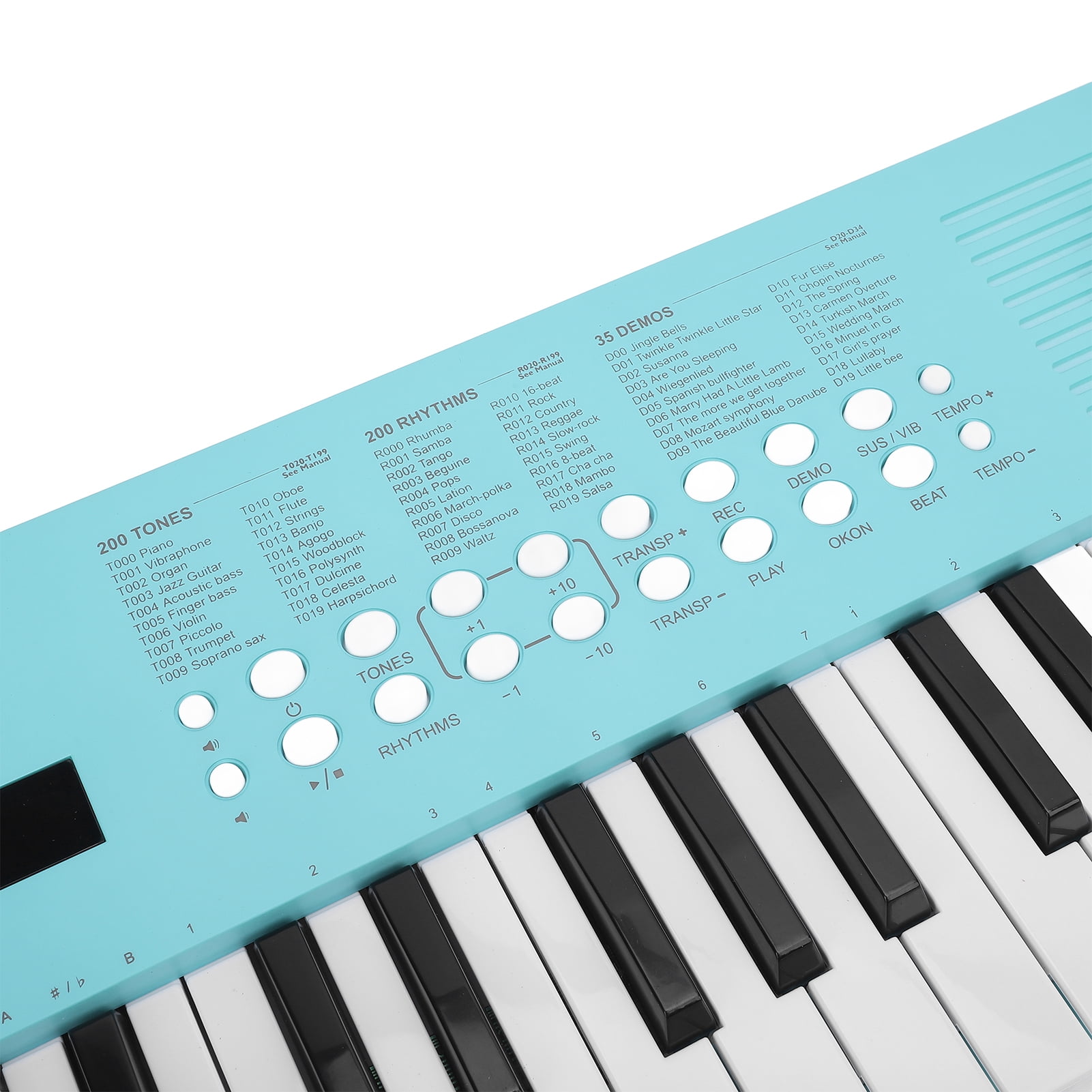 LAZIOEGR 37 Key Electronic Keyboard Digital Piano with Microphone, 200 Tones 200 Rhythms 35 Demos, Portable Musical Instrument Gift, Blue