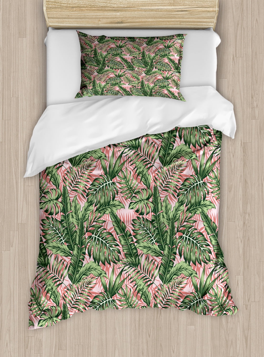 Tropical Duvet Cover Set, Exotic Hawaii Jungle Themed Interpretation of