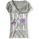 thumbnail image 1 of Camiseta gráfica con cuello en V Rock Star para mujer de Aeropostale, gris, mediana Aeropostale Camiseta gráfica, 1 of 1