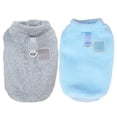thumbnail image 1 of Paquete de 2 suéteres para perros con anillo de arnés, suéteres cálidos de lana para cachorros, ropa de invierno para mascotas, ropa con orificio para correa (azul + gris), 1 of 5