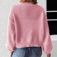 thumbnail image 5 of Qulqfy Pink Cardigan Sweaters for Women Trendy Knit Open Front with Bows Lantern Sleeve Shirts Lightweight Sweaters for Women L, 5 of 5