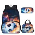 thumbnail image 6 of Binienty 3PCS Backpack And Lunch Bag Set For Boys Soccer School Backpack Fire Lightning Bookbag For Kindergarten Girls Lightweight School Bag Insulated Lunchbox Zipper Pencil Pouch, 6 of 6