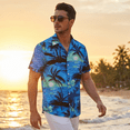 thumbnail image 3 of Mens Hawaiian Shirts Tops Short Sleeve Floral Button Down Beach Shirt Vintage Tropical Palm Summer Lightweight Blouses Male, 3 of 6