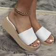 thumbnail image 3 of Pandaie Platform Wedges Sandals for Women Backless Slip on Open Toe Mules Summer Casual Beach Slides Walking Shoes White Size 6.5, 3 of 8