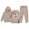 thumbnail image 7 of Gunia Kids Girls Athletic Sweatsuit 2 Piece Stylish Casual With Bow Print Design Comfortable Hoodie Jogger Pants Outfit Play Everyday Wear Breathable Clothes Set Cute Outfits For Girls 2-13 Years, 7 of 7