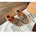 thumbnail image 4 of GJSYRH Toddler Boys Girls Loafer Shoes Soft Suede Leather Slip On Moccasin Flat Boat Dress Shoes School Daily Walking Shoes Khaki 2.5-3 Years, 4 of 5